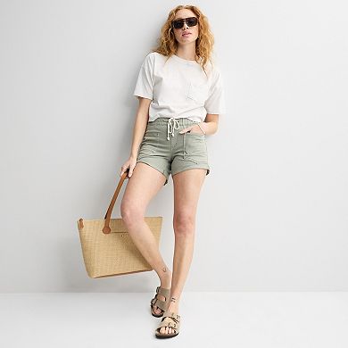Juniors' Project Indigo Mid Rise Barrel Shorts