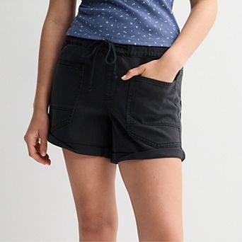Juniors' Project Indigo Mid Rise Barrel Shorts