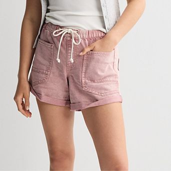 Juniors' Project Indigo Mid Rise Barrel Shorts