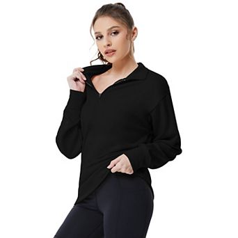 Women's Oversized Half-Zip Fleece Pullover Drop Shoulder