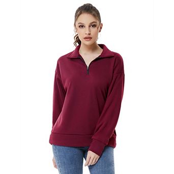 Women's Oversized Half-Zip Fleece Pullover Drop Shoulder