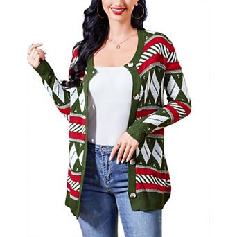Women's Christmas Cardigan Festive Button-Front Knit Sweater (S-XXL)
