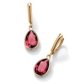 PalmBeach Jewelry Pear-Cut Simulated Birthstone Drop Earrings