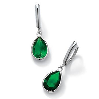 PalmBeach Jewelry Pear-Cut Simulated Birthstone Drop Earrings