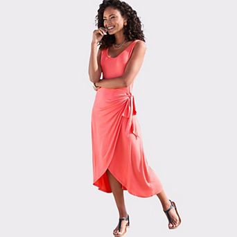 Lascana Women's Sleeveless Wrap Look Dress