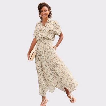 Lascana Women's Printed Shirt Collar Dress