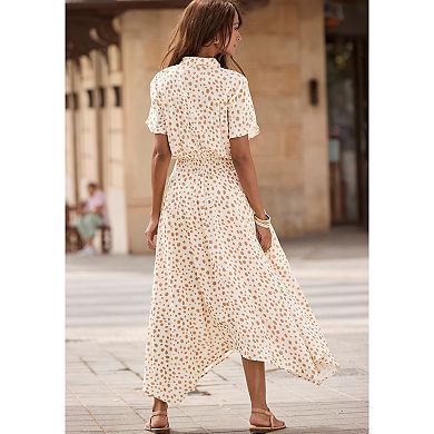 Lascana Women's Printed Shirt Collar Dress