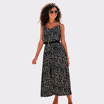 Lascana Women's Printed Tie Back Maxi Dress