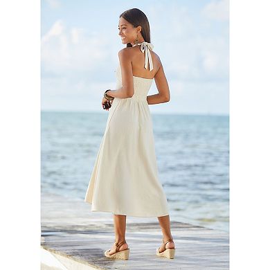 Lascana Women's Flowy Halter Neck Dress