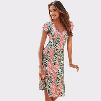 Lascana Women's Ruched V-Neck Dress