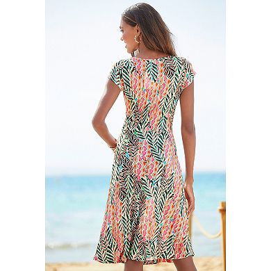 Lascana Women's Ruched V-Neck Dress