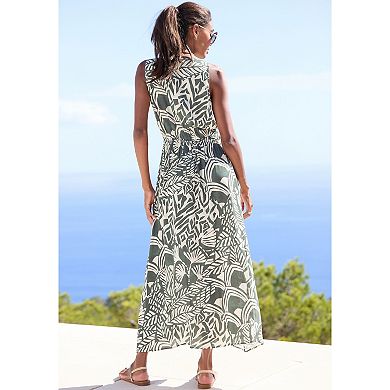 Lascana Women's Flowy V-Neck Maxi Dress