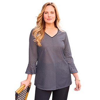 Catherines Women's Plus Size Godet Bell Sleeve Top