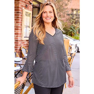 Catherines Women's Plus Size Eliza Bell Sleeve Knit Top
