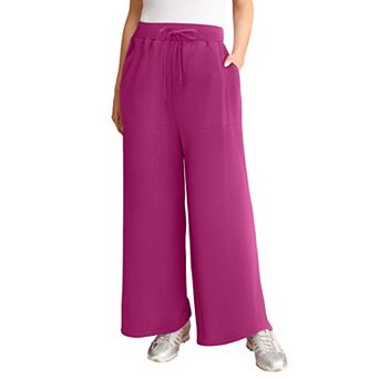 Roaman's Women's Plus Size Comfort+ Fleece Flared Sweatpants