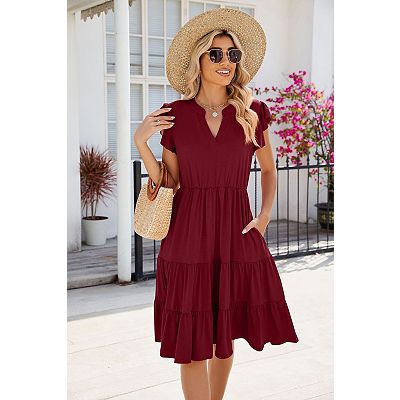 summer midi dresses for women with sleeves Floral Wrap Midi Dress Short Sleeve Side Tie Ladies Summer Chic Silk Dresses, S / Blue