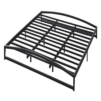 Black 6" Low Profile Metal Platform Bed Frame, Steel Slats, No Box Spring & Easy Assembly
