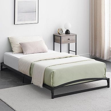 Black 6" Low Profile Metal Platform Bed Frame, Steel Slats, No Box Spring & Easy Assembly