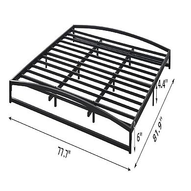 Black 6" Low Profile Metal Platform Bed Frame, Steel Slats, No Box Spring & Easy Assembly