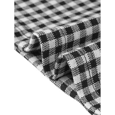 Sleeveless Plaid Dresses for Women's Round Neck Work Office Casual Midi Dress