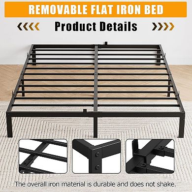 10" Heavy Duty Metal Bed Frame with Storage, Steel Slats, Noise Free & Easy Assembly