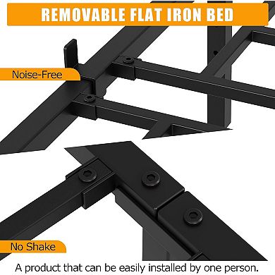 10" Heavy Duty Metal Bed Frame with Storage, Steel Slats, Noise Free & Easy Assembly
