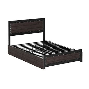 Industrial Bed Frame with Headboard, 4 Drawers & Charging Station, Noise Free & Easy Install