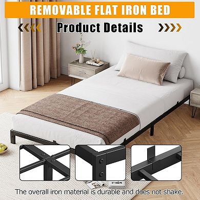 Black 6" Low Profile Metal Bed Frame, Noise Free & Easy Assembly