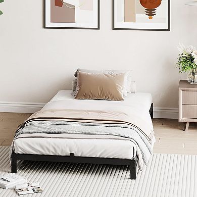 Black 6" Low Profile Metal Bed Frame, Noise Free & Easy Assembly