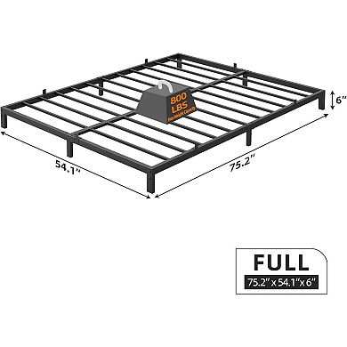 Black 6" Low Profile Metal Bed Frame, Noise Free & Easy Assembly