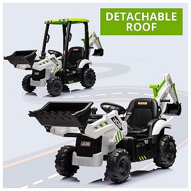 12V Kids Electric Vehicle, 4 in 1 Ride on Excavator & Bulldozer with Remote Control