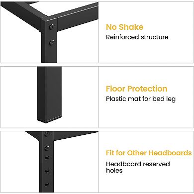 Black 14" Low Profile Metal Bed Frame, No Headboard/Box Spring, Noiseless & Easy Assembly