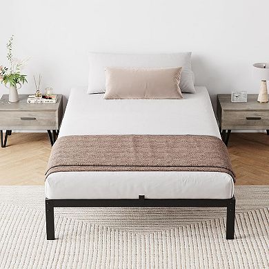 Black 14" Low Profile Metal Bed Frame, No Headboard/Box Spring, Noiseless & Easy Assembly