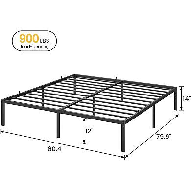 Black 14" Low Profile Metal Bed Frame, No Headboard/Box Spring, Noiseless & Easy Assembly