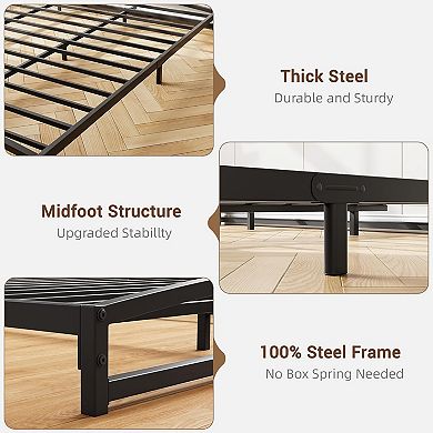 Black 6" Low Profile California King Metal Bed Frame, Noise Free & Easy Assembly