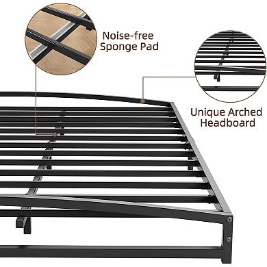 Black 6" Low Profile California King Metal Bed Frame, Noise Free & Easy Assembly