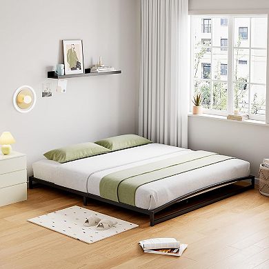 Black 6" Low Profile California King Metal Bed Frame, Noise Free & Easy Assembly