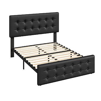 Full Upholstered Bed Frame with Adjustable Headboard & 4 Drawers, Noise Free & Easy Assembly