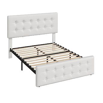 Full Upholstered Bed Frame with Adjustable Headboard & 4 Drawers, Noise Free & Easy Assembly