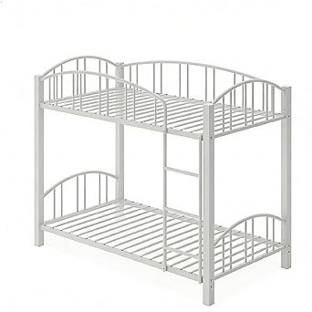 Twin Over Twin Metal Bunk Bed with Stairs & Guardrail, Space-Saving for Kids & Dorm