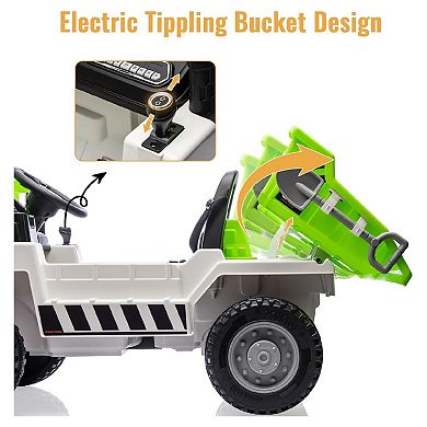 12V Ride on Dump Truck with Remote Control, Electric Toy Car, 4-Wheeler Construction Vehicles