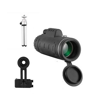 40x40 HD Monocular FMC Lens, Low-Light Scope with Phone Holder, Tripod & Compass