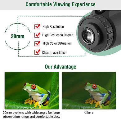 40x40 HD Monocular FMC Lens, Low-Light Scope with Phone Holder, Tripod & Compass