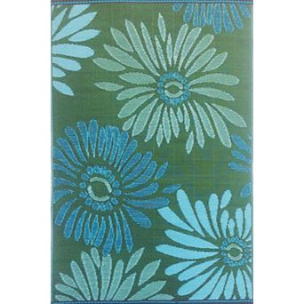 Daisy Aqua and Green Rug