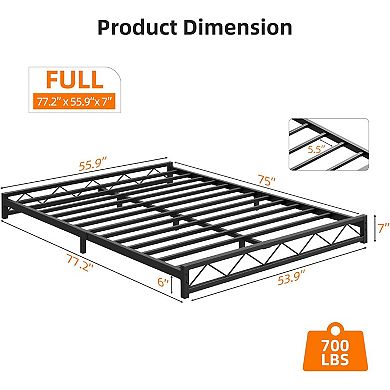 Modern Metal Platform Bed Frame with Steel Slats, No Box Spring & Tool-Free Assembly