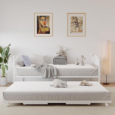 Metal Daybed with Pop-Up Trundle, Steel Slat Sofa Bed for Multi-Room Use