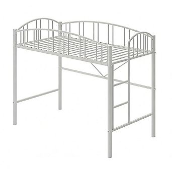 Twin Loft Bed with Stairs & Guardrail, Metal Slats for Kids & Dorms, Noise Free