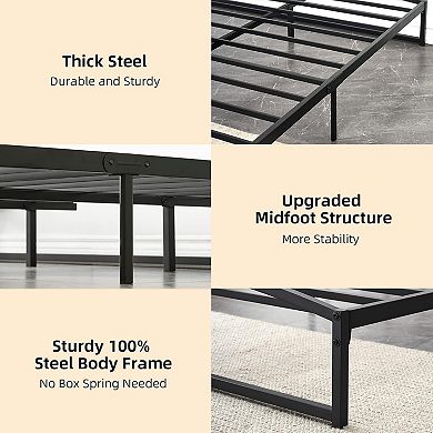 Black 10" Low Profile King Metal Bed Frame, Noise Free, Non-Slip & Easy Assembly