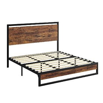 Bed Frame with Headboard & Footboard, 10-Slat Quiet Support, No Box Spring Needed