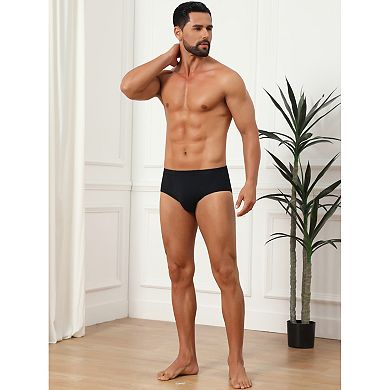 Solid Briefs for Men's High-Waisted Comfortable Breathable Knitted Underwears 4 Packs